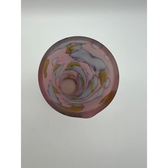 VTG Ilanit Hand Painted Glass Vase 1950's Israel Purple Watermark Spots Design - Picture 3 of 5